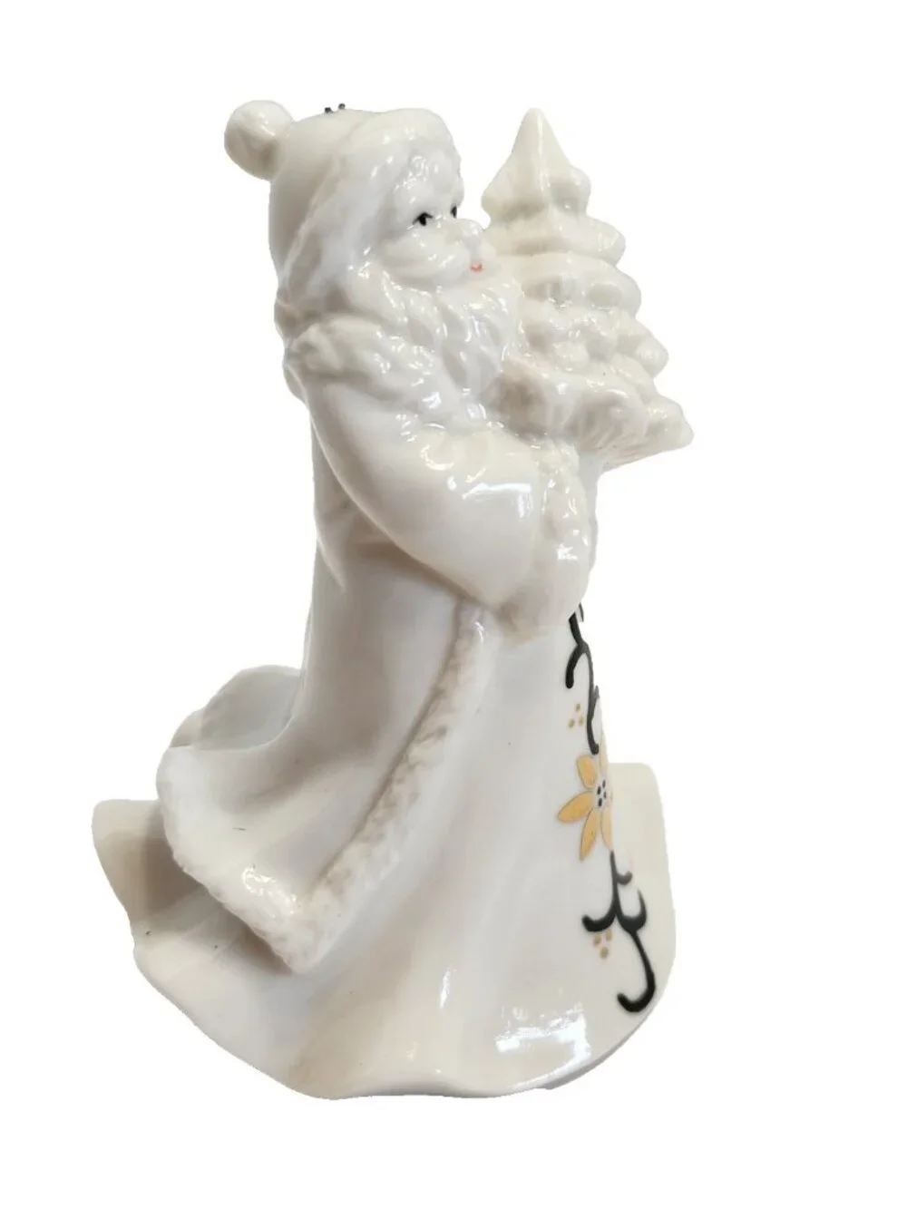 Vintage Ceramic Santa Figurine – White Robe Christmas Tree – Holiday Collectible